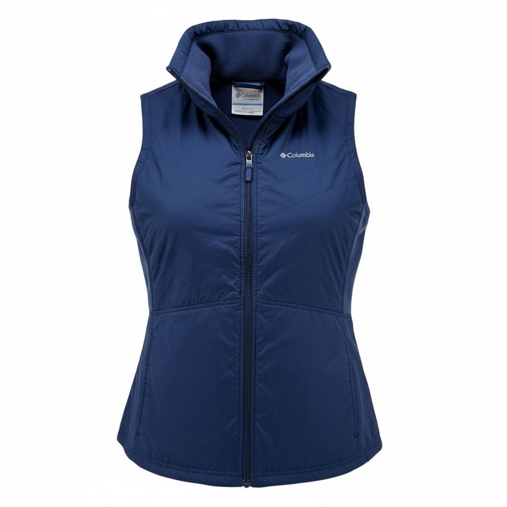 Columbia Mix It Around II Vest Womens Medium Quilted Navy Blue Full Zip Hiking - Picture 1 of 16